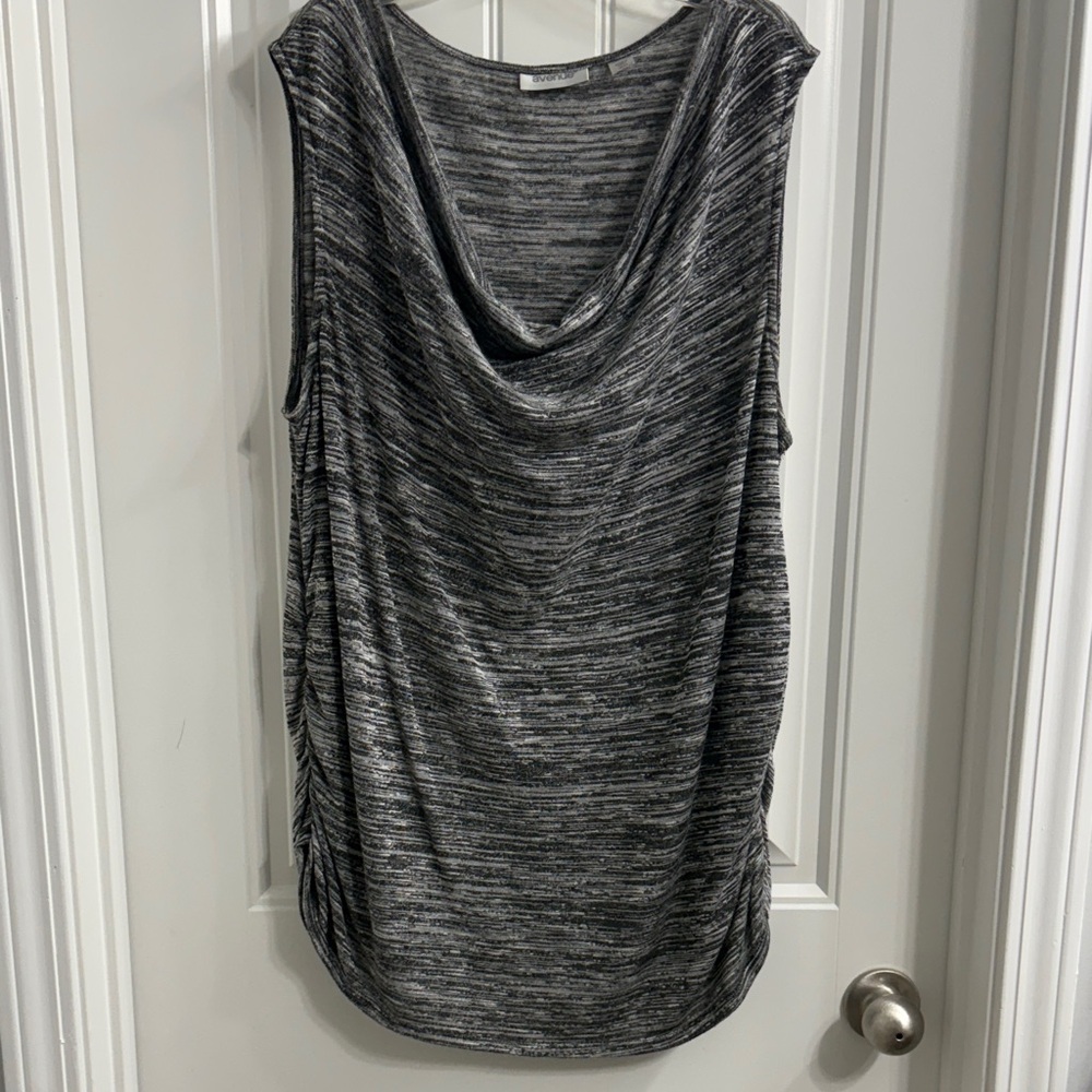 Avenue Cowl Neck Gray Sleeveless Drape Top Size 18/20